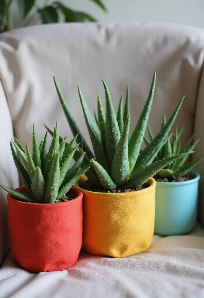 25+ Aloe Planter Ideas That Are Simple and Stylish - 13. Cozy Fabric Pots