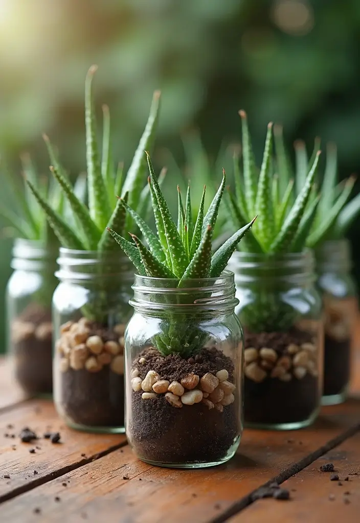 25+ Aloe Planter Ideas That Are Simple and Stylish - 4. Stylish Mason Jar Planters