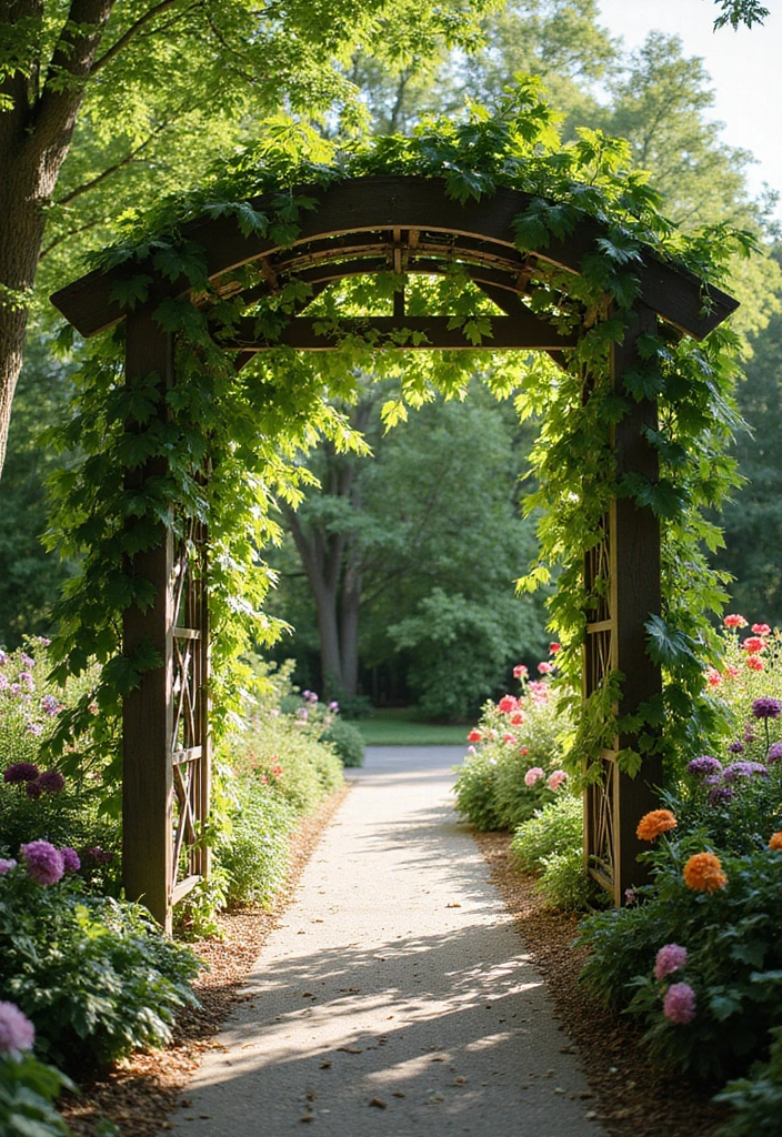 25+ Backyard Grape Trellis Ideas for Lush Vines - 2. Elegant Arbor Trellis