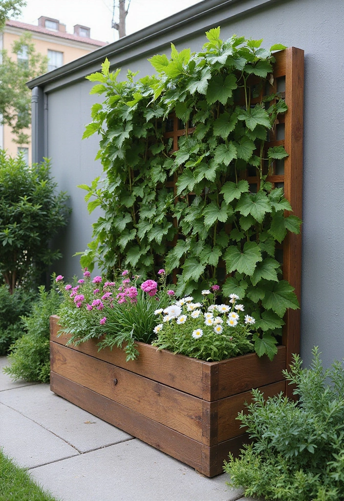 25+ Backyard Grape Trellis Ideas for Lush Vines - 24. Vertical Garden Box with Trellis