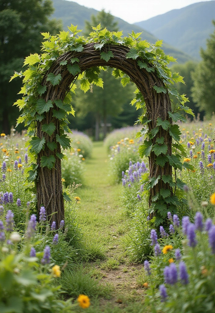 25+ Backyard Grape Trellis Ideas for Lush Vines - 8. Rustic Branch Trellis