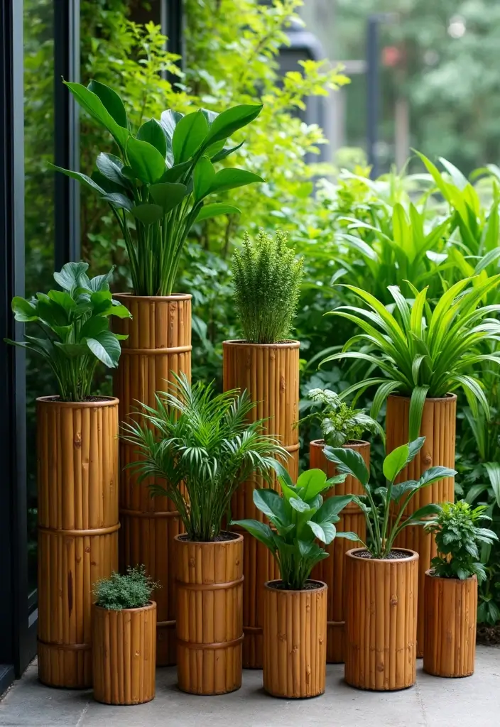 25+ Bamboo Planter Ideas for a Zen-Inspired Garden - 12. Bamboo Planter Stands