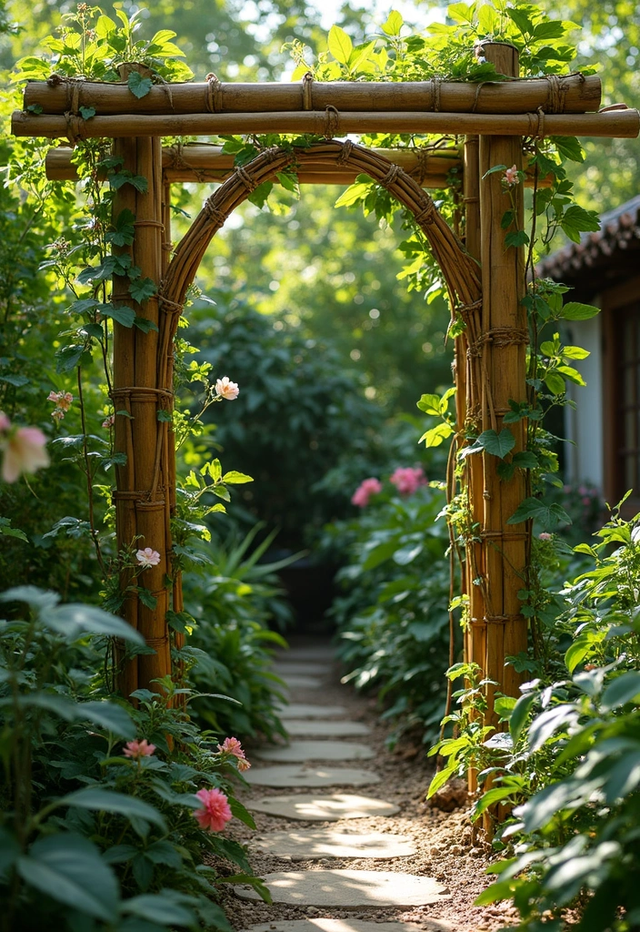 25+ Bamboo Planter Ideas for a Zen-Inspired Garden - 2. Bamboo Trellis for Climbing Plants