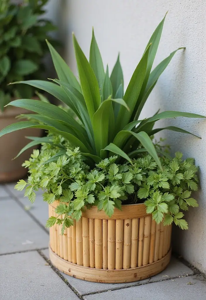 25+ Bamboo Planter Ideas for a Zen-Inspired Garden - 25. Bamboo Planters for Minimal Maintenance