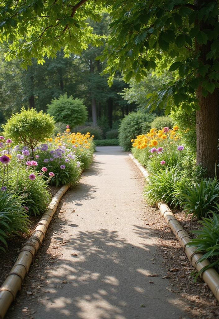 25+ Bamboo Planter Ideas for a Zen-Inspired Garden - 3. Rustic Bamboo Garden Edging