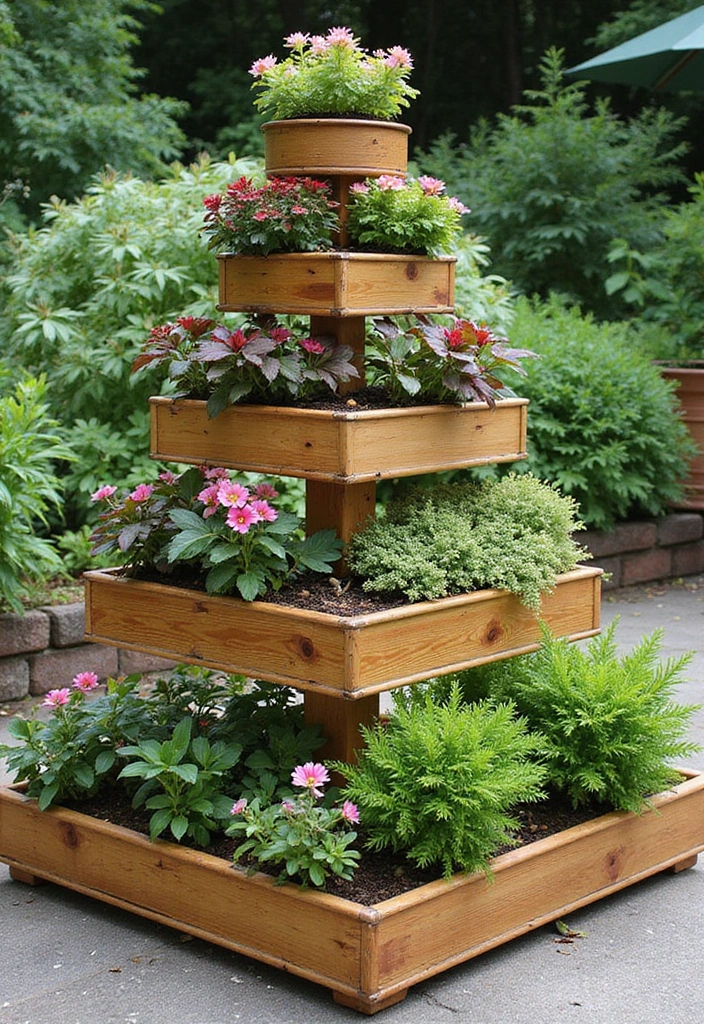 25+ Bamboo Planter Ideas for a Zen-Inspired Garden - 8. Tiered Bamboo Planter Boxes