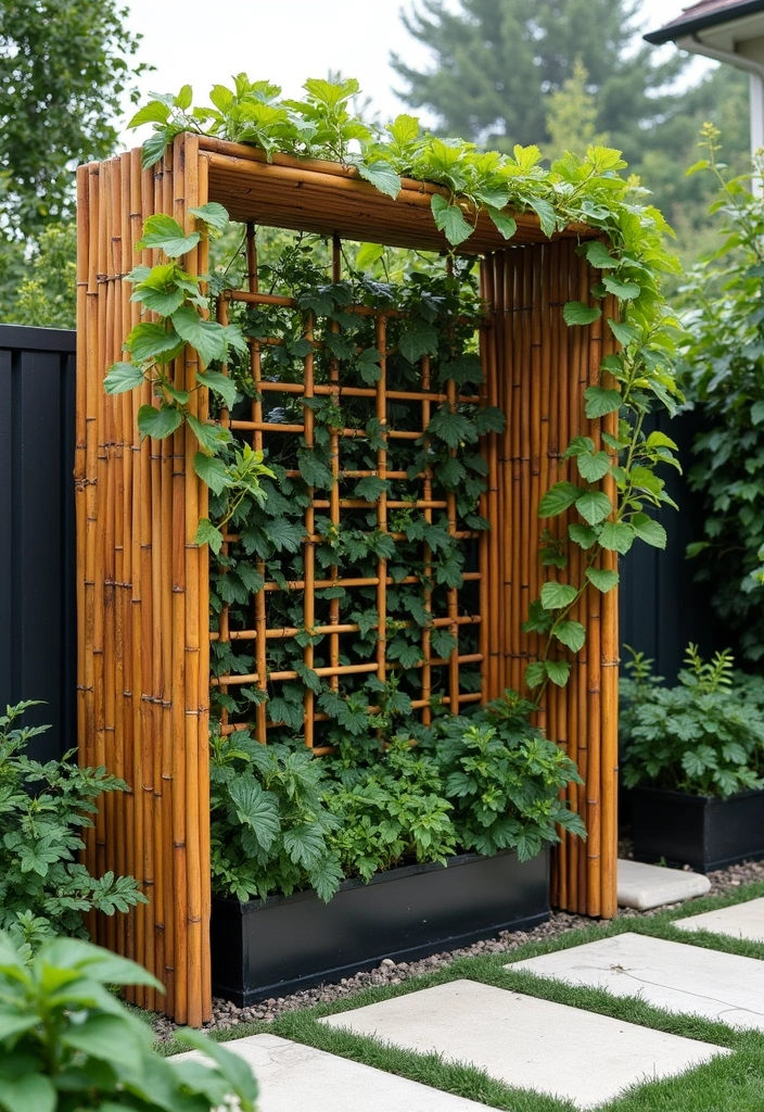 25+ Bamboo Trellis Ideas That Are Natural and Affordable - 11. Bamboo Cube Trellis