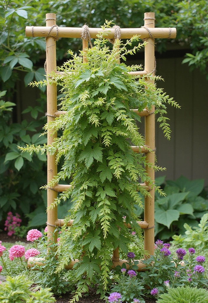 25+ Bamboo Trellis Ideas That Are Natural and Affordable - 16. Bamboo Hanging Trellis