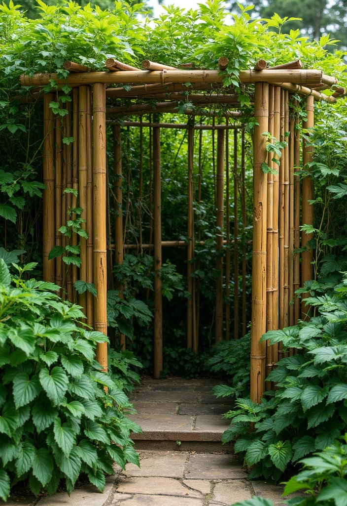 25+ Bamboo Trellis Ideas That Are Natural and Affordable - 17. Bamboo Privacy Trellis