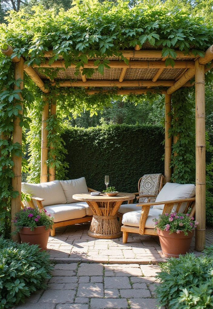 25+ Bamboo Trellis Ideas That Are Natural and Affordable - 20. Bamboo Shade Trellis