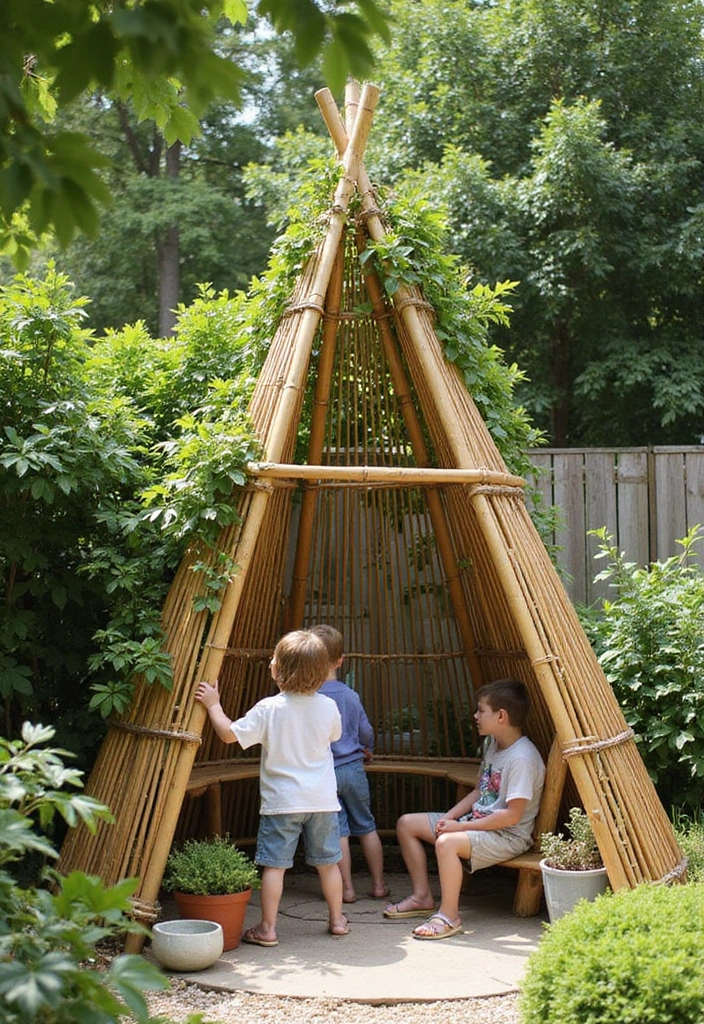 25+ Bamboo Trellis Ideas That Are Natural and Affordable - 3. Bamboo Wigwam Trellis