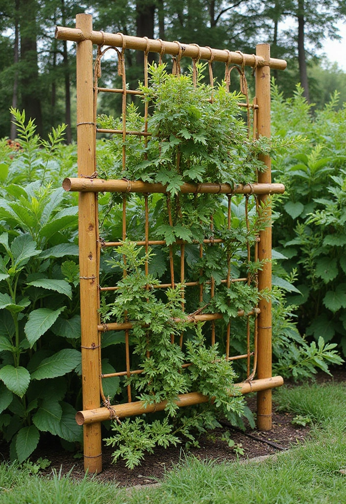 25+ Bamboo Trellis Ideas That Are Natural and Affordable - 5. Bamboo Grid Trellis
