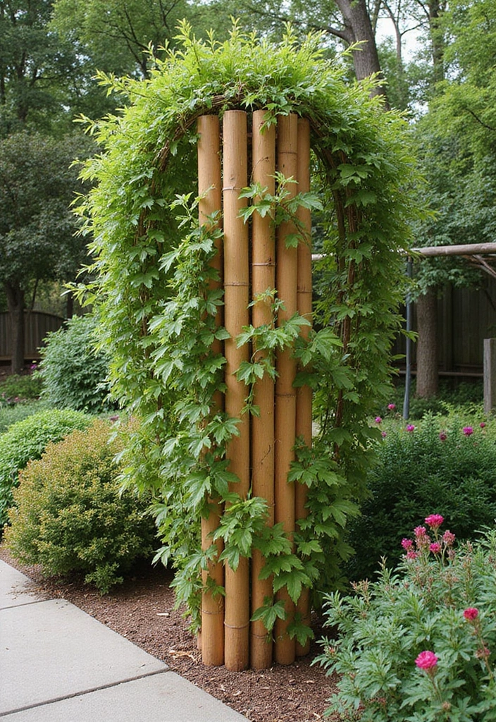 25+ Bamboo Trellis Ideas That Are Natural and Affordable - 8. Bamboo Column Trellis