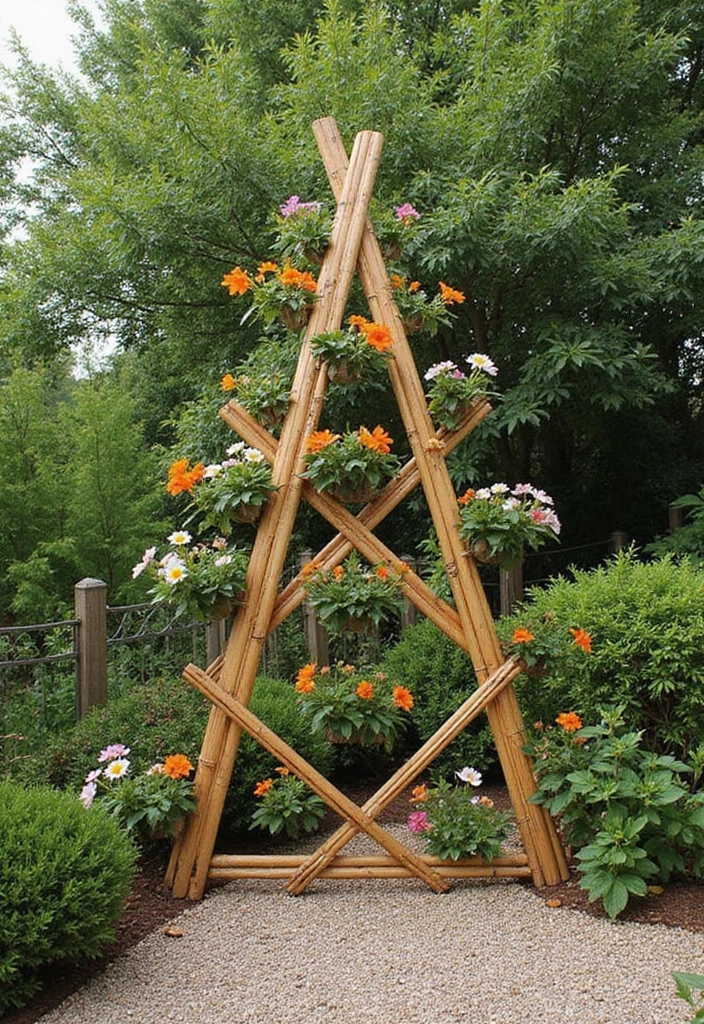 25+ Bamboo Trellis Ideas That Are Natural and Affordable - 9. Bamboo Triangle Trellis
