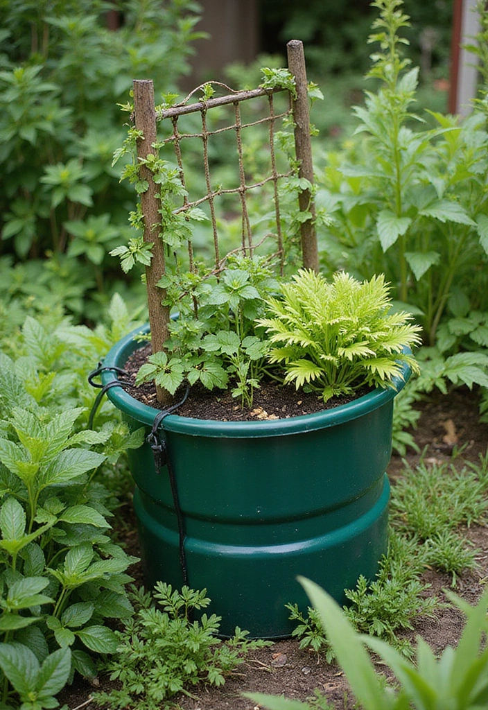 25+ Barrel Planter Ideas for Rustic Garden Charm - 14. Rain Barrel Planter for Eco-Friendly Gardening