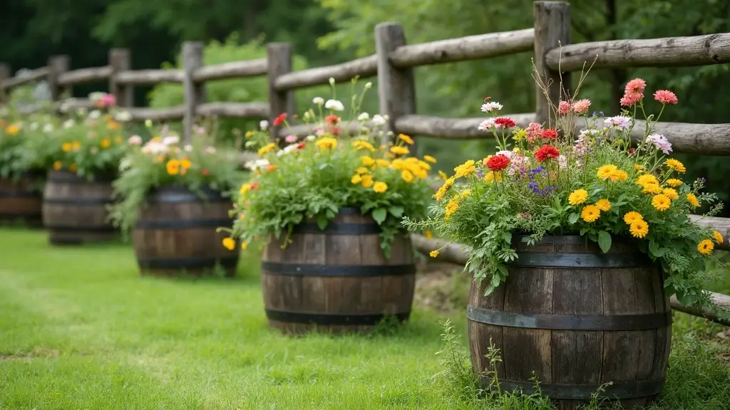 25+ Barrel Planter Ideas for Rustic Garden Charm