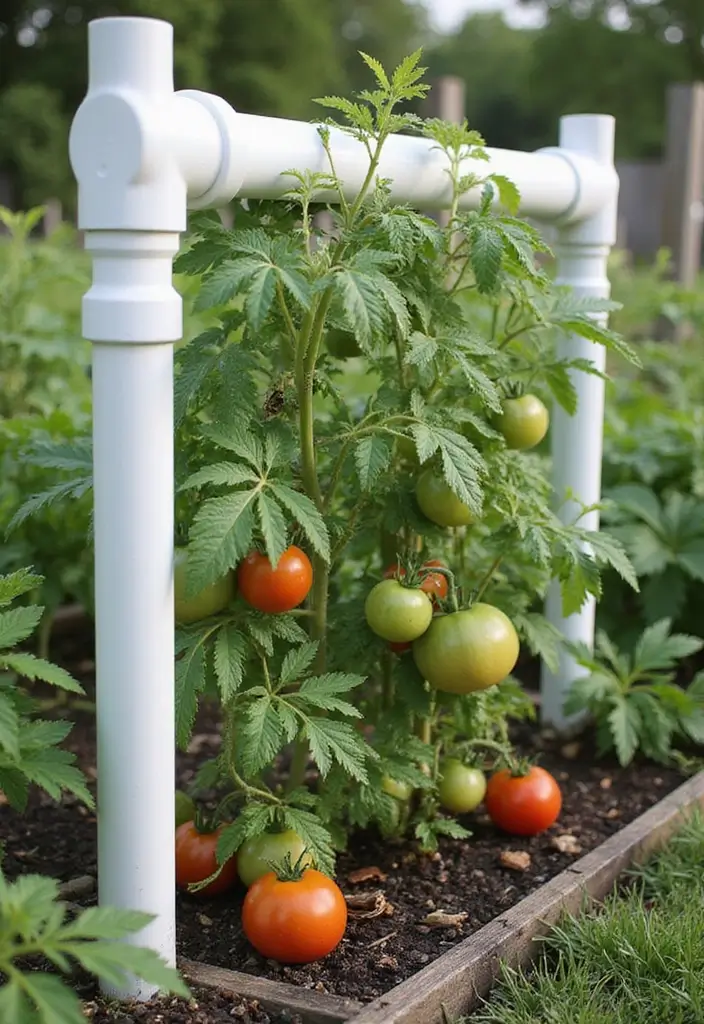25+ Best Tomato Trellis Ideas for Healthy Plants 58 25+ Best Tomato Trellis Ideas for Healthy Plants - 10. PVC Pipe Trellis