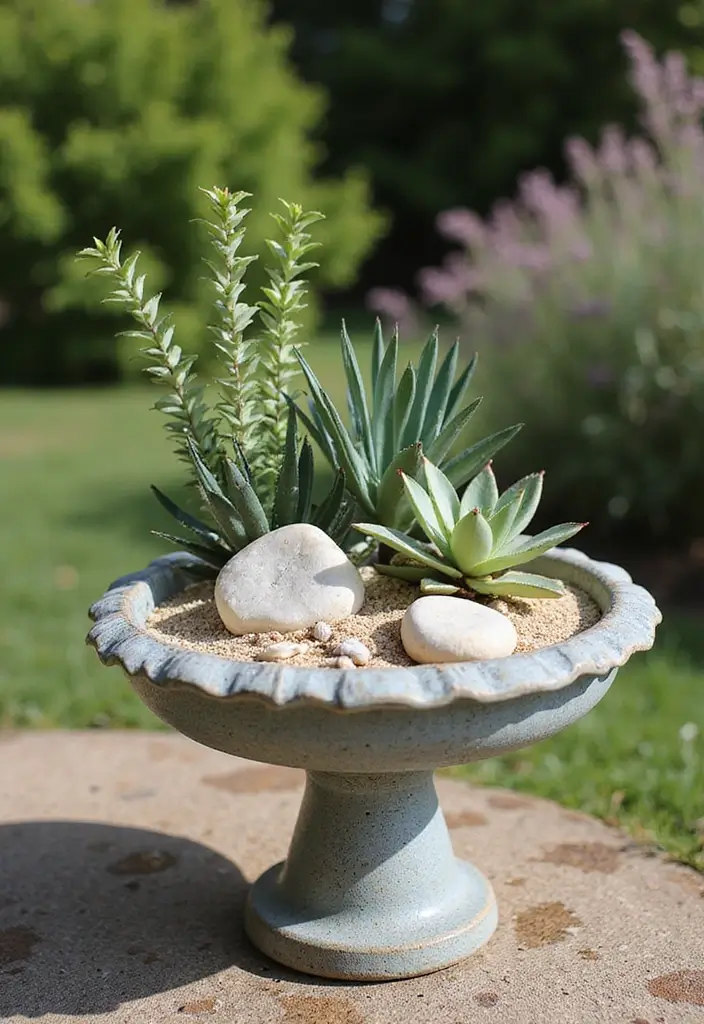 25+ Birdbath Planter Ideas That Are Whimsical and Fun - 12. Beachy Vibes