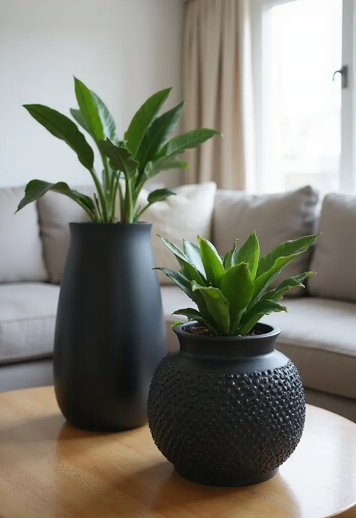 25+ Black Planter Ideas for a Chic Modern Look - 10. Textured Surfaces