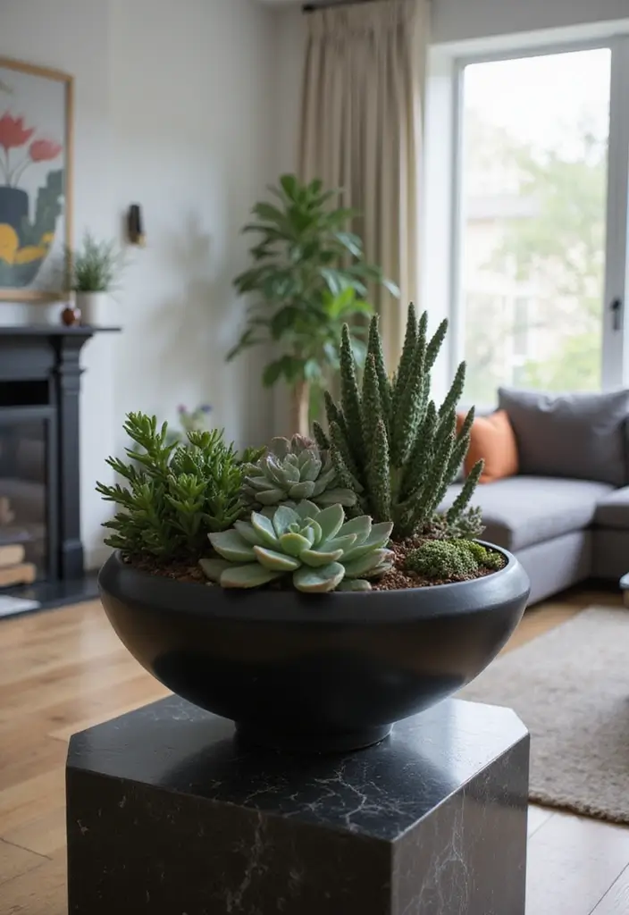 25+ Black Planter Ideas for a Chic Modern Look - 14. Artistic Displays