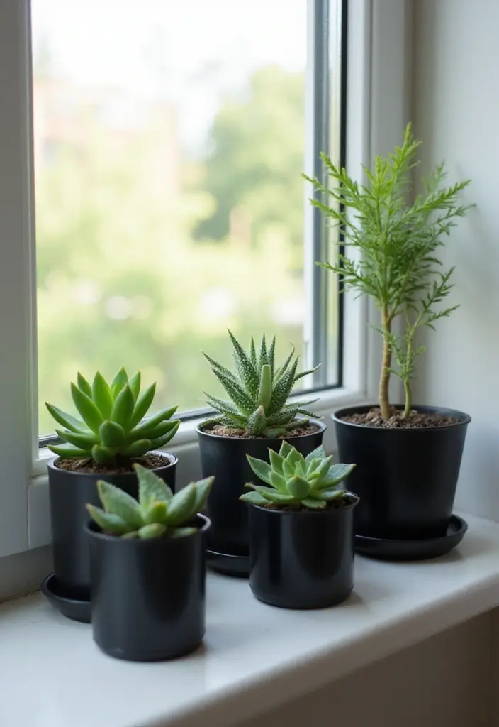 25+ Black Planter Ideas for a Chic Modern Look - 18. Succulent Collections