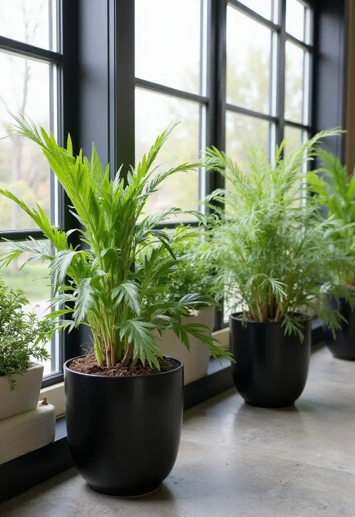 25+ Black Planter Ideas for a Chic Modern Look - 21. Bright Indoor Spots