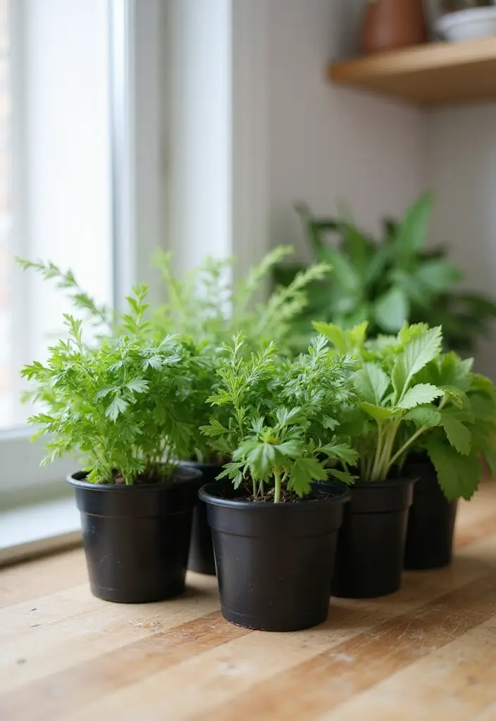 25+ Black Planter Ideas for a Chic Modern Look - 24. Indoor Herb Garden