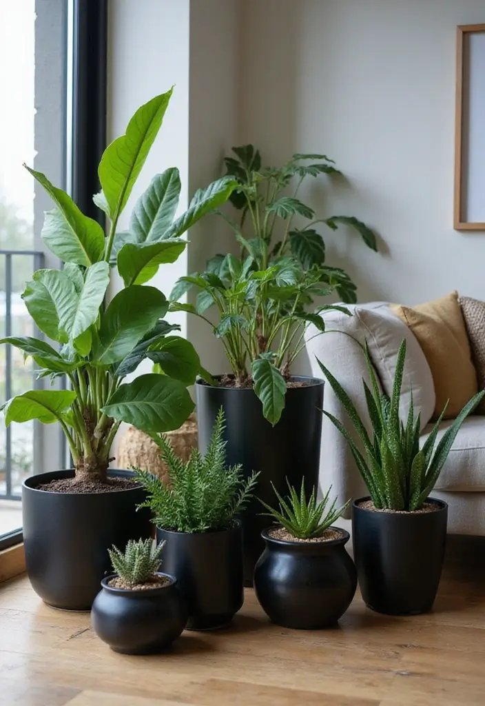 25+ Black Planter Ideas for a Chic Modern Look - 25. Versatile Planter Sizes
