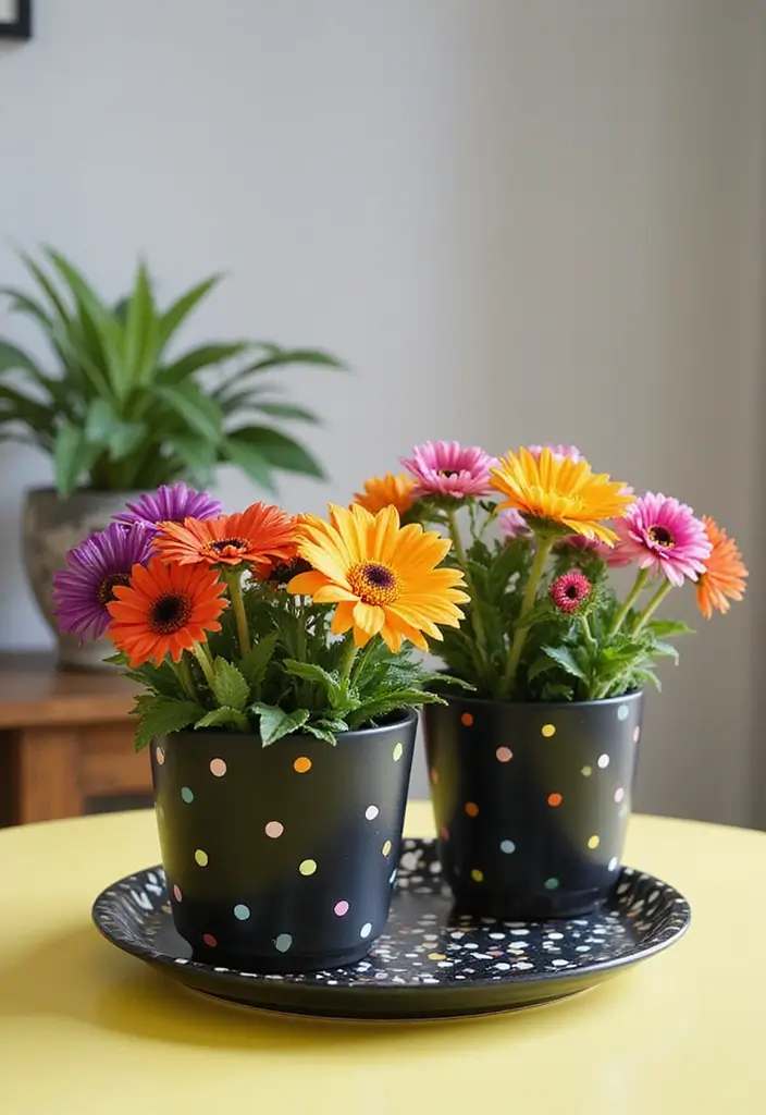 25+ Black Planter Ideas for a Chic Modern Look - 4. Playful Patterns