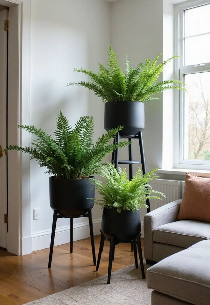 25+ Black Planter Ideas for a Chic Modern Look - 7. Elevated Stands