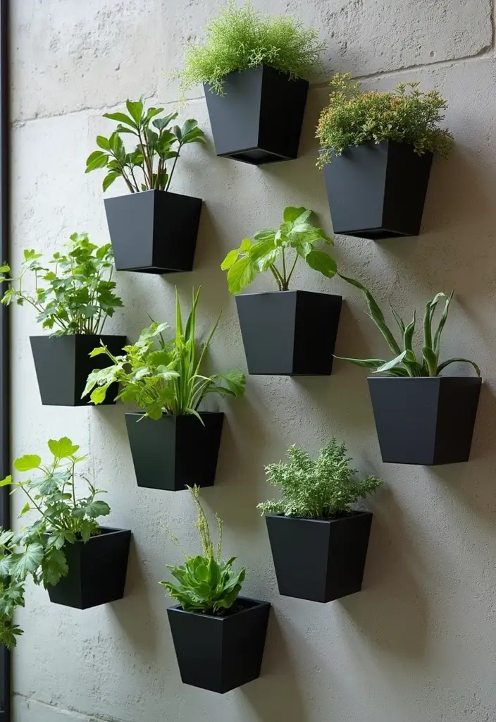 25+ Black Planter Ideas for a Chic Modern Look - 8. Wall Mounted Planters