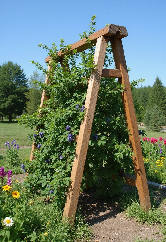 25+ Blueberry Trellis Ideas for Easy Organized Growing - 1. Classic Wooden A-frame Trellis