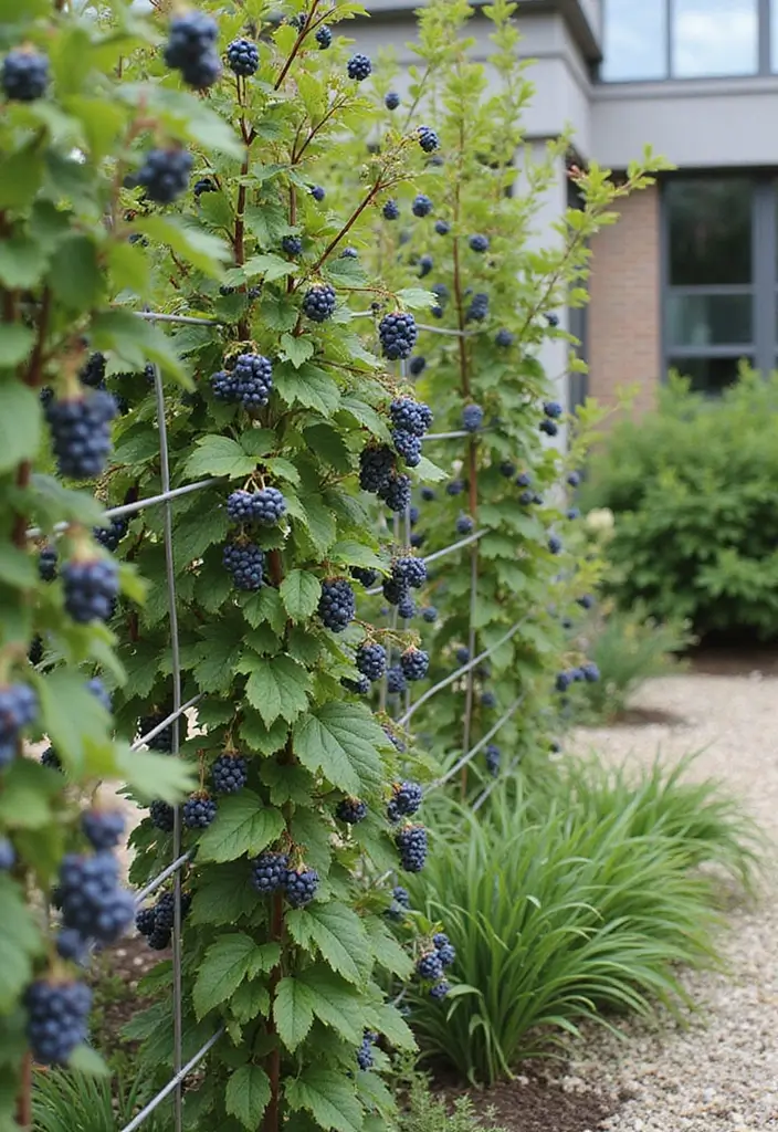 25+ Blueberry Trellis Ideas for Easy Organized Growing - 22. Tension Wire Trellis System
