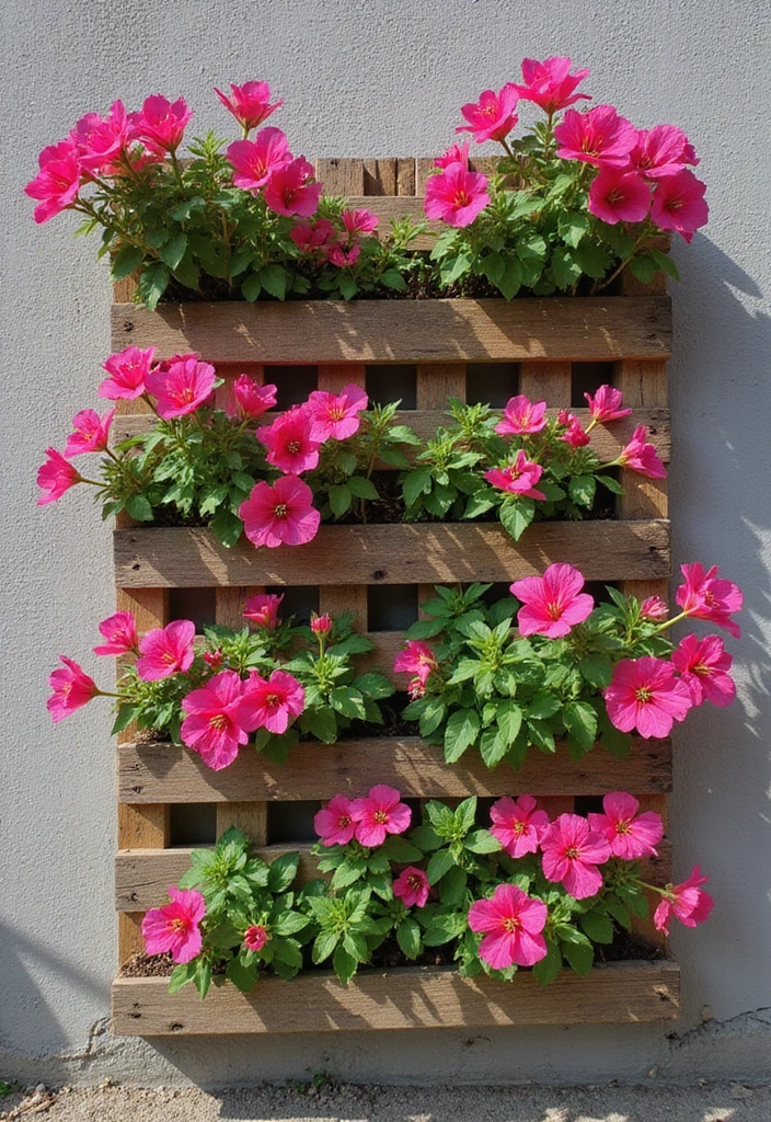 25+ Bougainvillea Trellis Ideas for a Tropical Garden Glow - 11. Vertical Pallet Trellis
