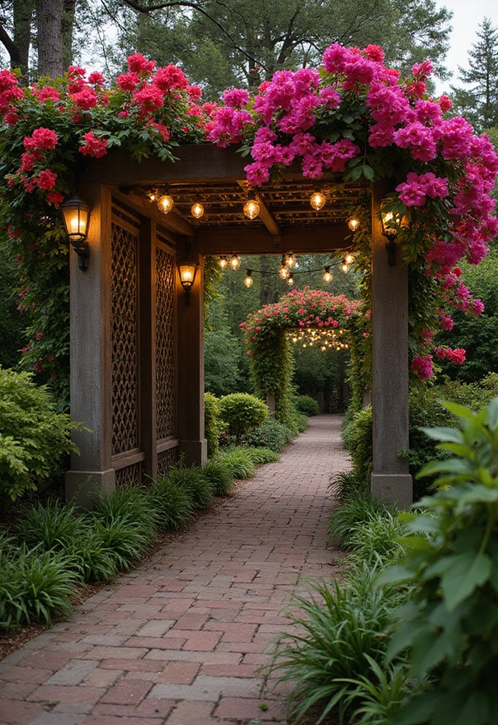 25+ Bougainvillea Trellis Ideas for a Tropical Garden Glow - 12. Lattice Pergola