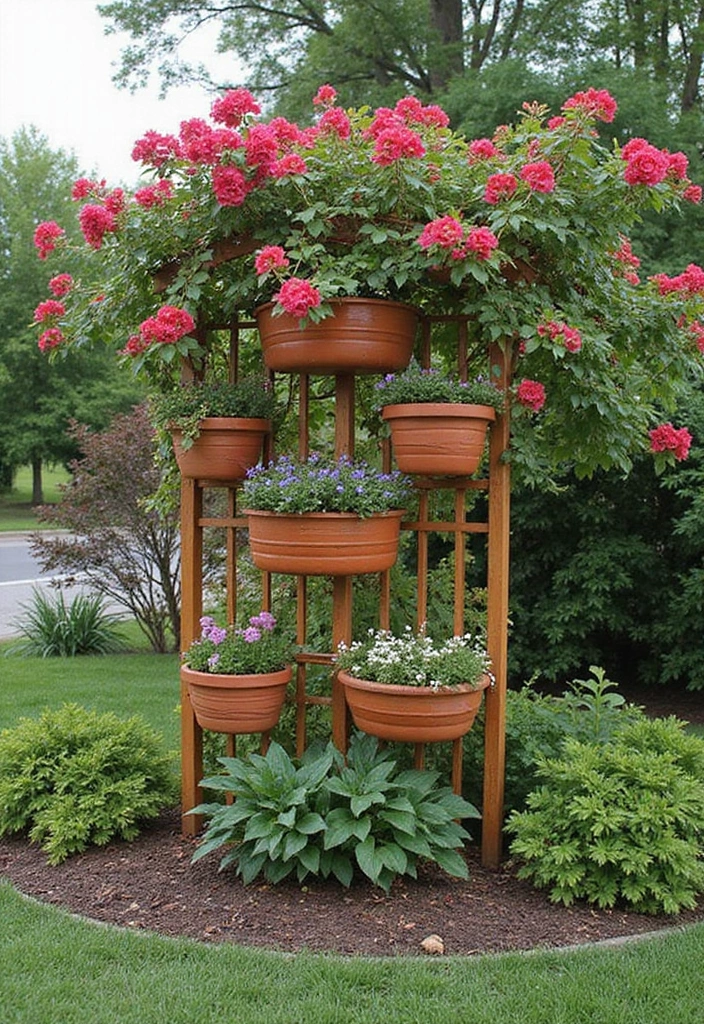 25+ Bougainvillea Trellis Ideas for a Tropical Garden Glow - 18. Trellis with Planters