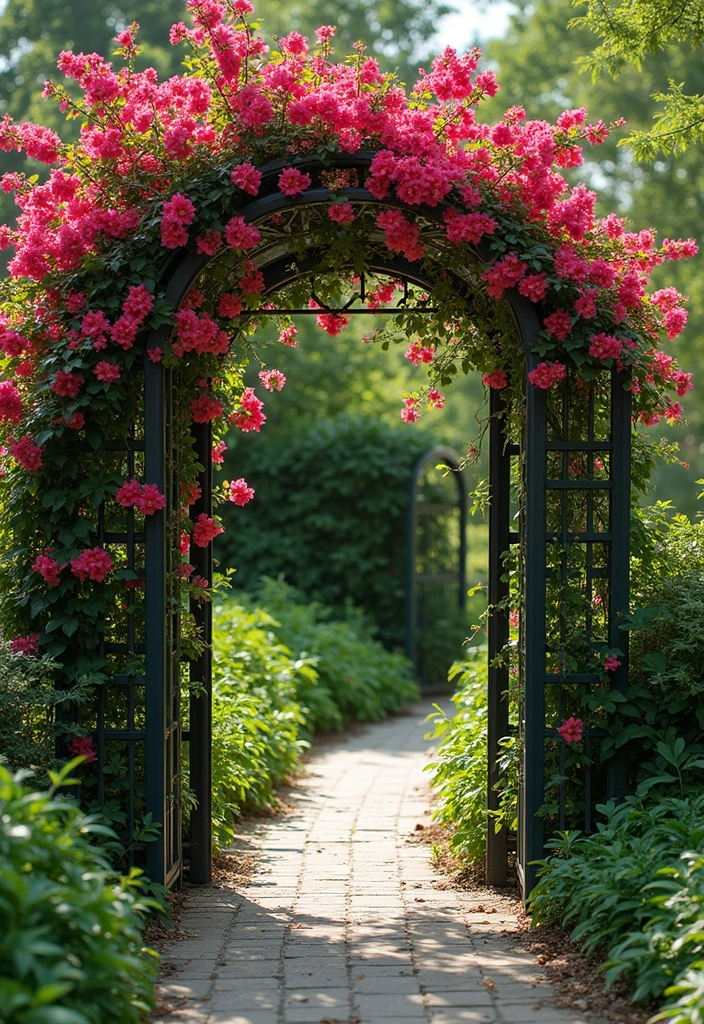 25+ Bougainvillea Trellis Ideas for a Tropical Garden Glow - 19. Elegant Victorian Trellis