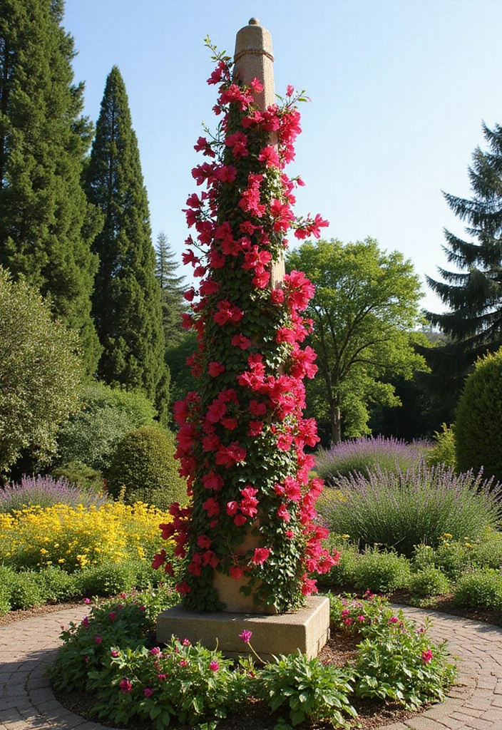 25+ Bougainvillea Trellis Ideas for a Tropical Garden Glow - 22. Garden Obelisks