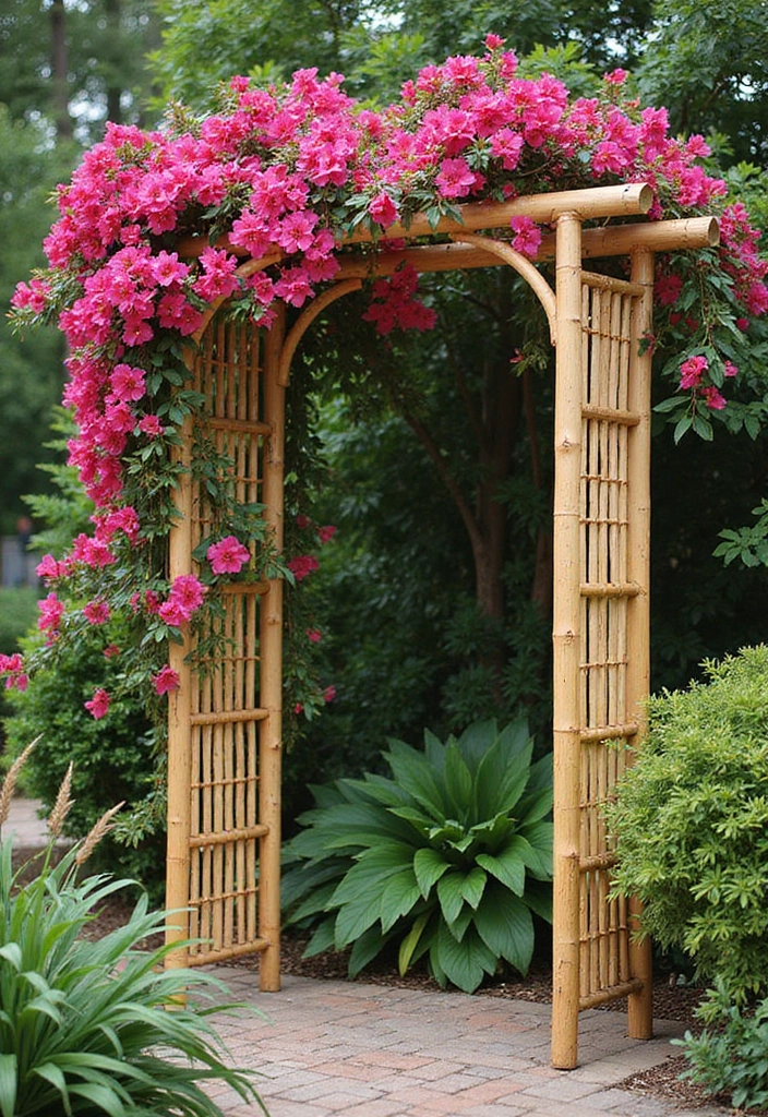 25+ Bougainvillea Trellis Ideas for a Tropical Garden Glow - 3. DIY Bamboo Trellis