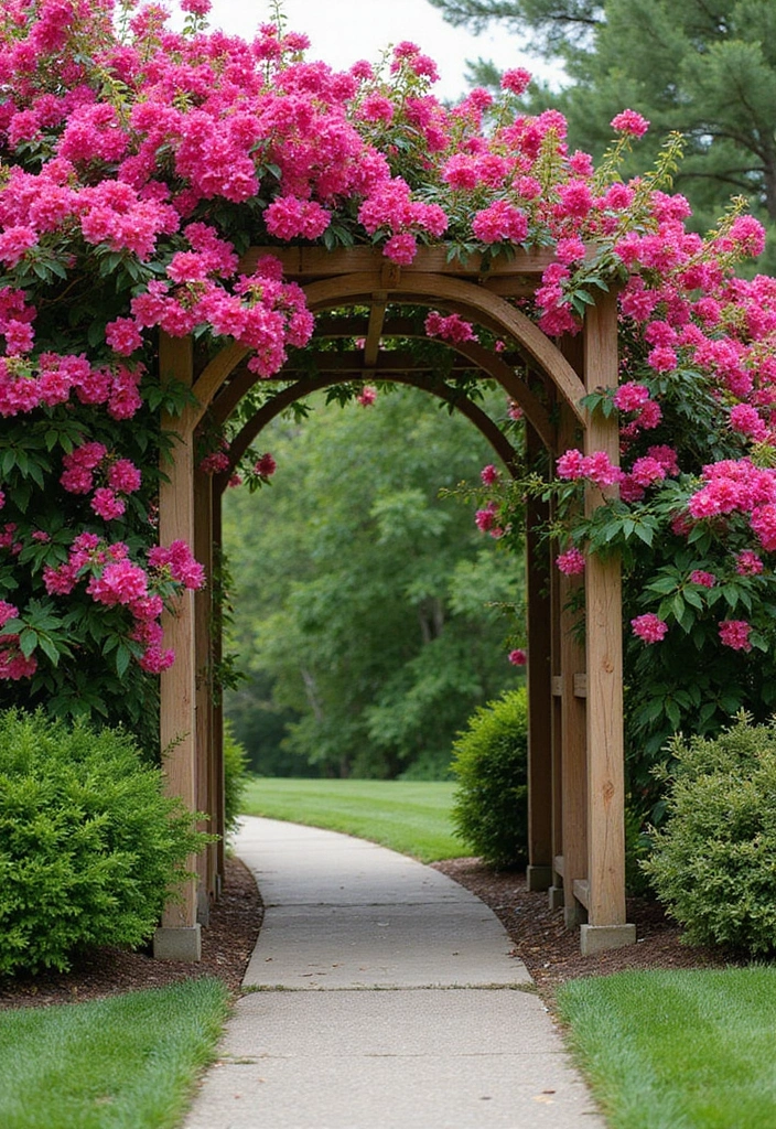 25+ Bougainvillea Trellis Ideas for a Tropical Garden Glow - 4. Elegant Arbor Trellis