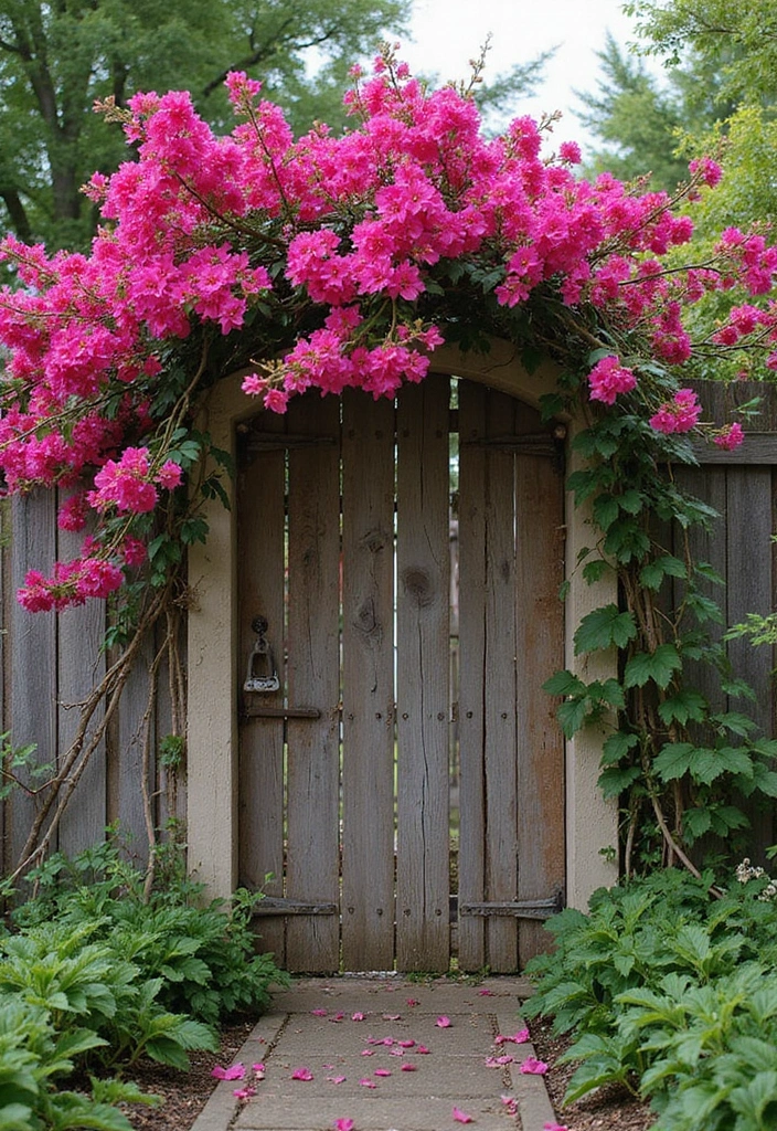 25+ Bougainvillea Trellis Ideas for a Tropical Garden Glow - 6. Classic Garden Fence Trellis