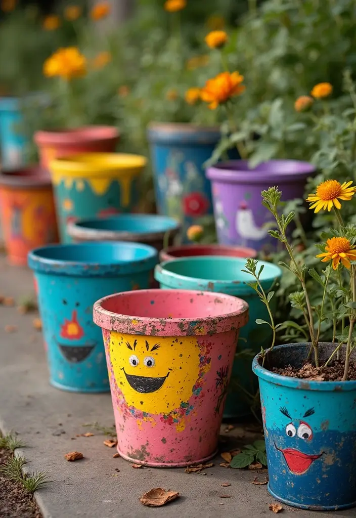 25+ Bucket Planter Ideas That Are Cute and Budget-Friendly - 14. Bucket Art Display