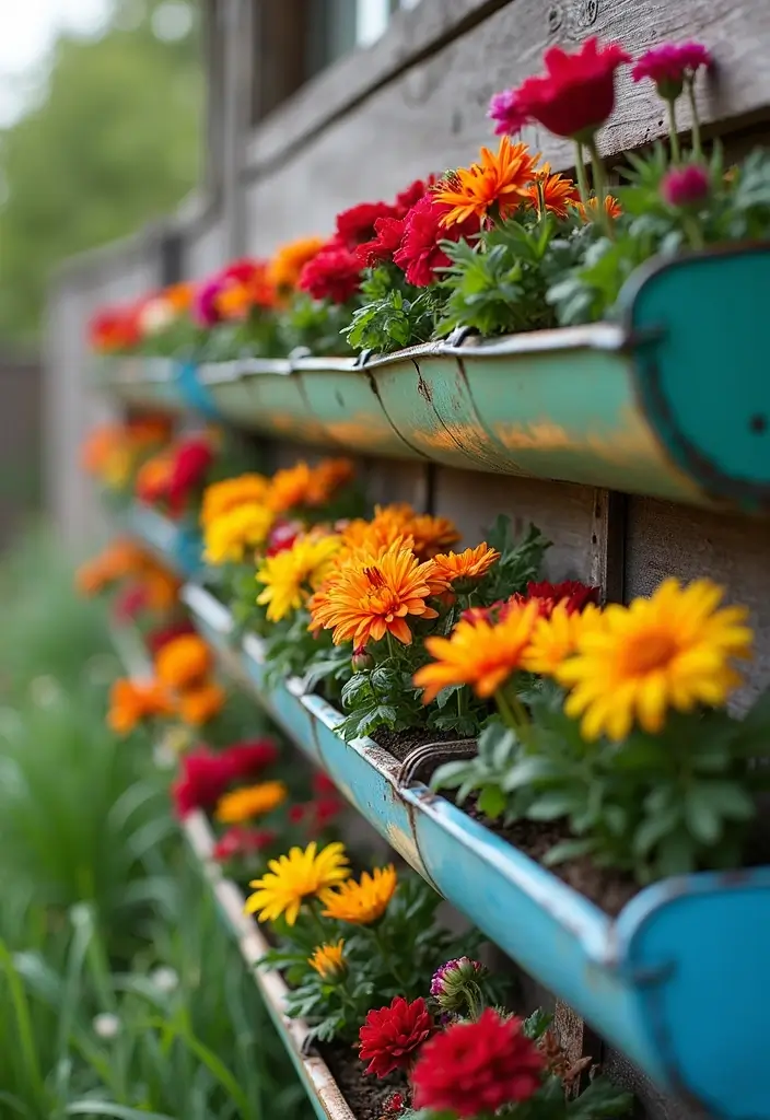 25+ Bulb Planter Ideas for Gorgeous Seasonal Blooms - 14. Guttering Planters
