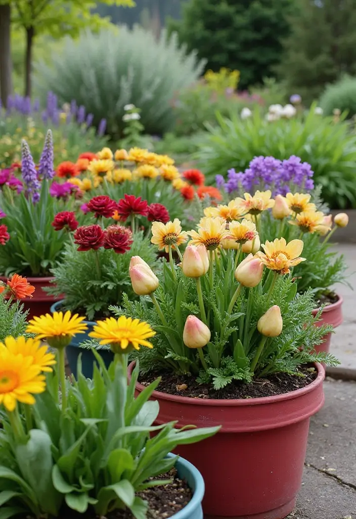 25+ Bulb Planter Ideas for Gorgeous Seasonal Blooms - 25. Herb and Flower Combo Planters