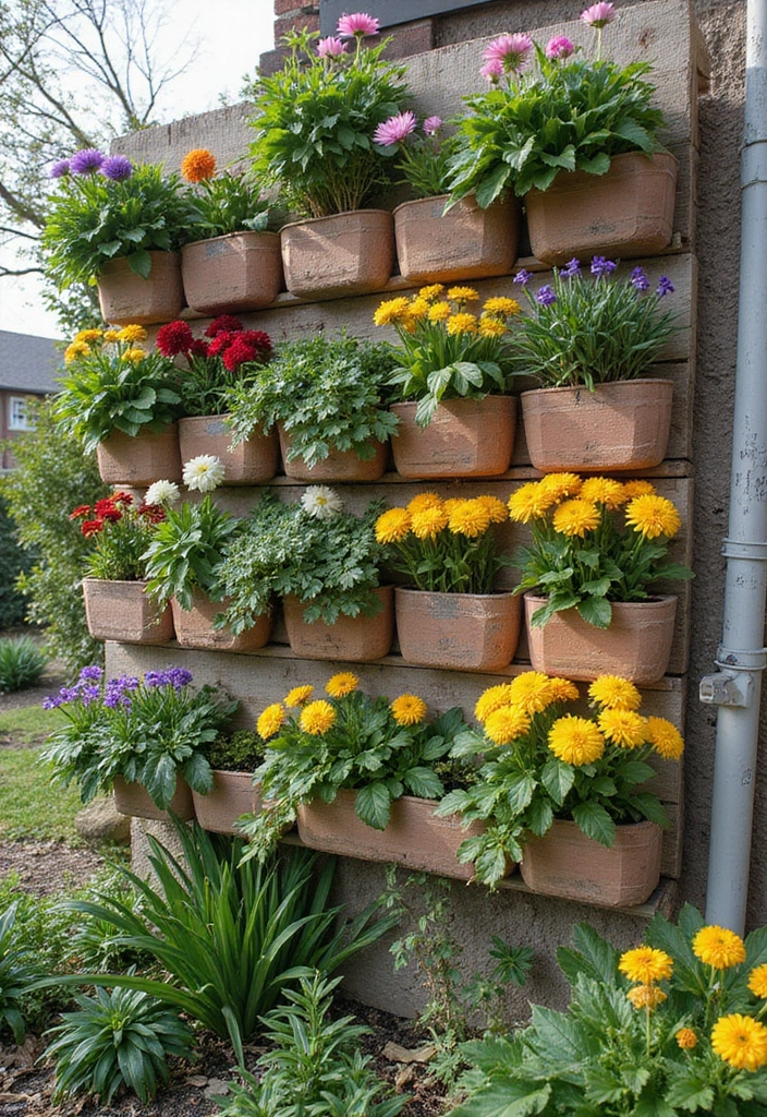 25+ Bulb Planter Ideas for Gorgeous Seasonal Blooms - 4. Vertical Planter Wall
