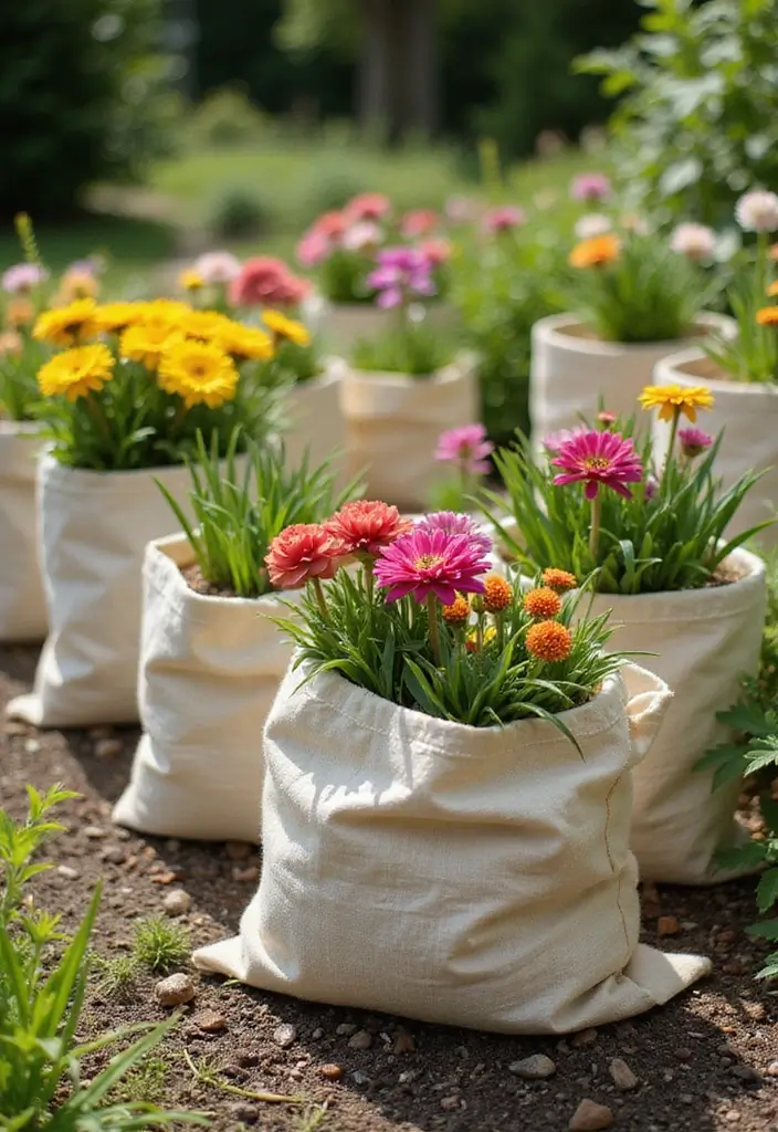 25+ Bulb Planter Ideas for Gorgeous Seasonal Blooms - 5. Eco-Friendly Fabric Grow Bags