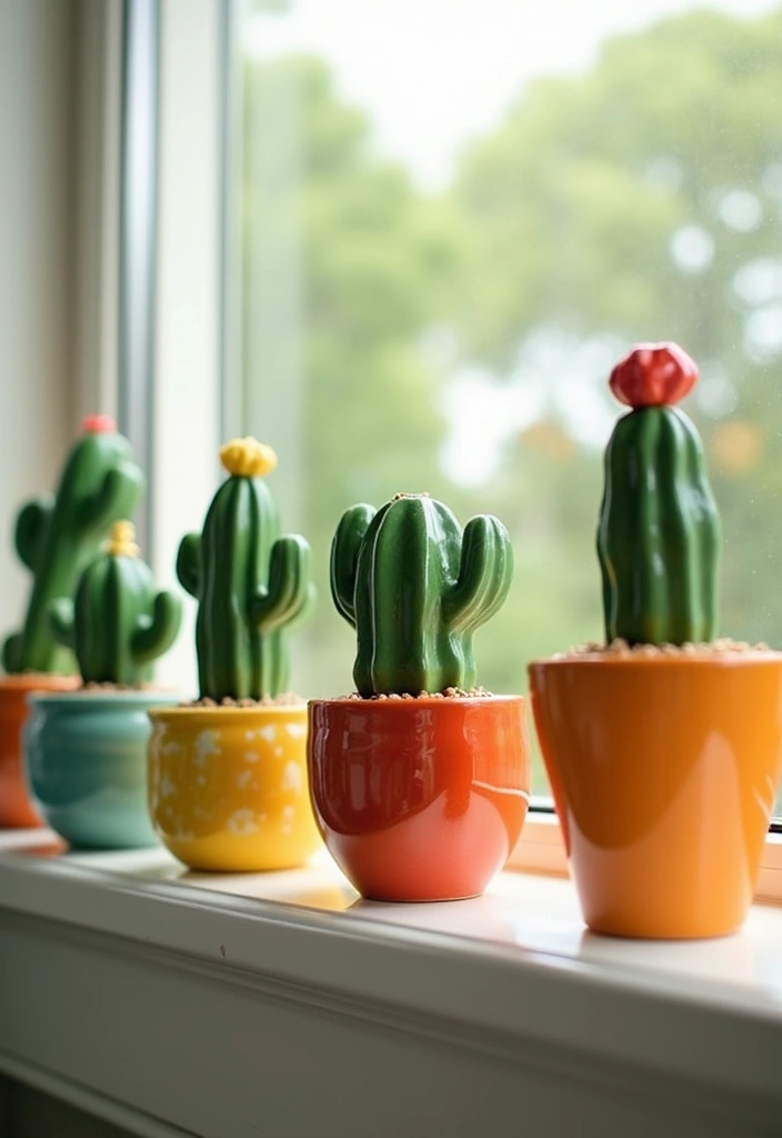 25+ Cactus Planter Ideas That Feel Modern and Minimal - 11. Colorful Ceramic Pots