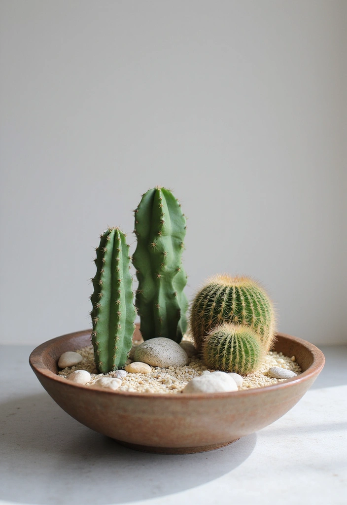 25+ Cactus Planter Ideas That Feel Modern and Minimal - 12. Zen-Inspired Cactus Gardens