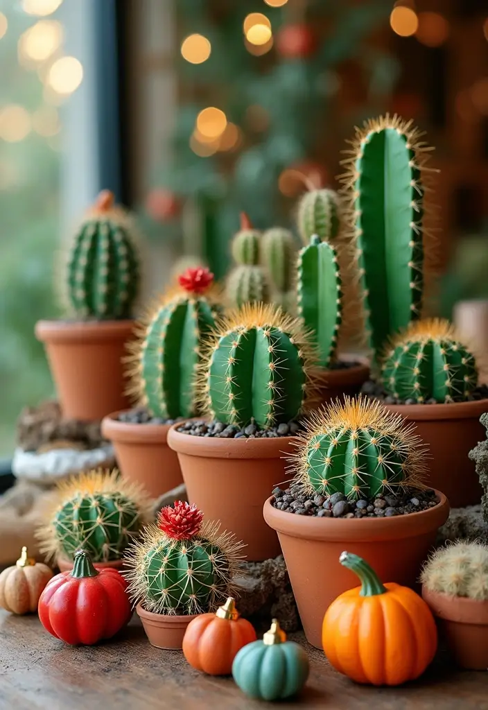 25+ Cactus Planter Ideas That Feel Modern and Minimal - 15. Seasonal Cactus Displays