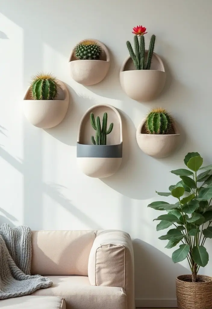 25+ Cactus Planter Ideas That Feel Modern and Minimal - 16. Modern Ceramic Wall Planters